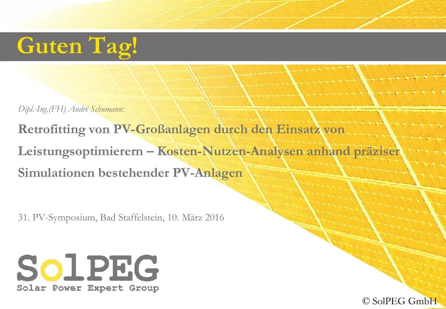 Vortragsvorschau: Leistungsoptimierer in PV-Großanlagen